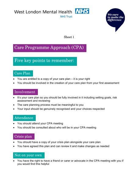 Image result for Care Programme Approach Position Statement