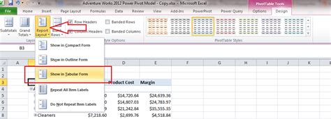 Toradh íomhá ar PivotTable Excel Tabular Form