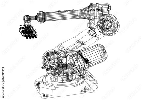 Robotic Arm blueprint Stock Illustration | Adobe Stock