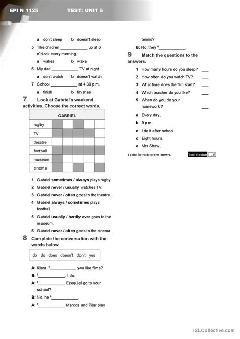 Toradh íomhá ar Present Simple Test