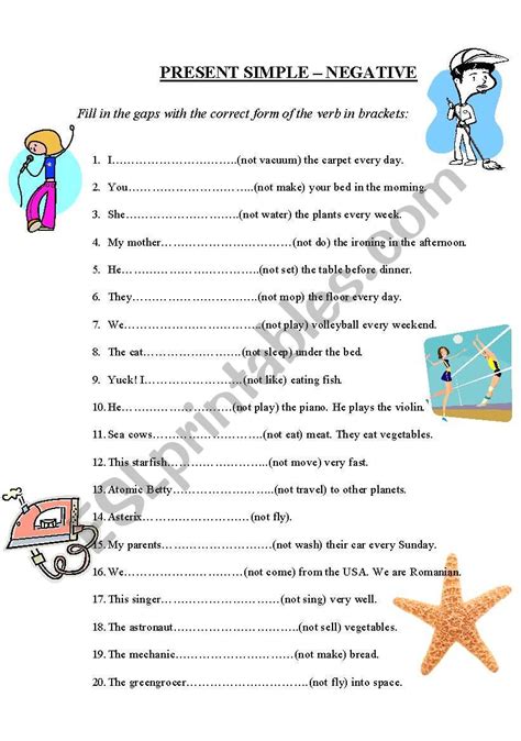Image result for Present Simple Negative Form Worksheet