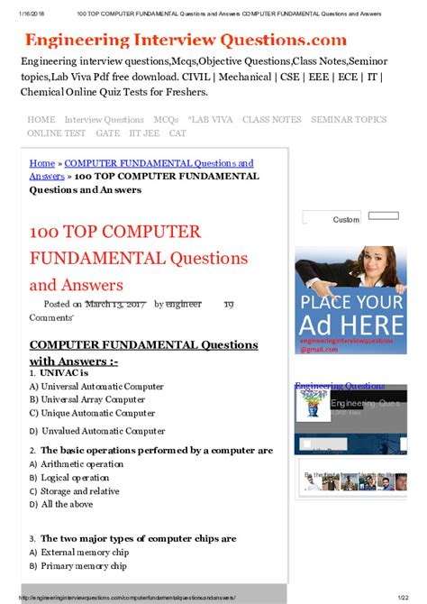 Image result for Computer Hardware Questions and Answers PDF
