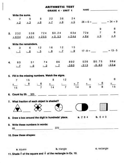 Image result for 4th Grade Math Standardized Test