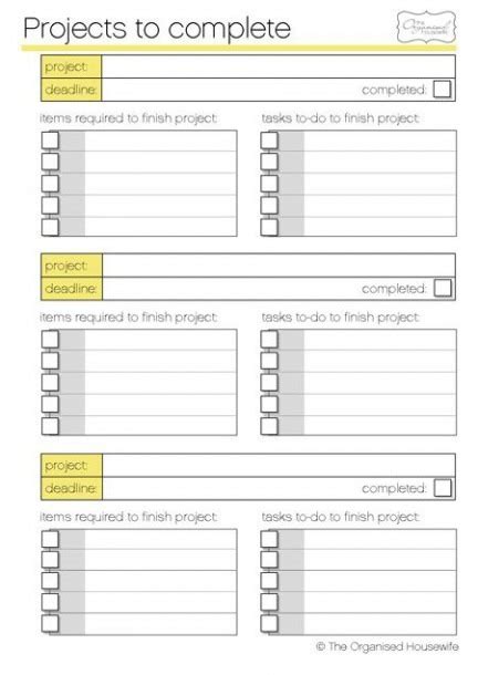 Afbeeldingsresultaten voor Craft Project Tracker Printable