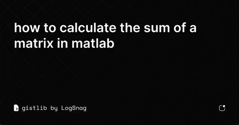 Image result for Sum Matrix MATLAB