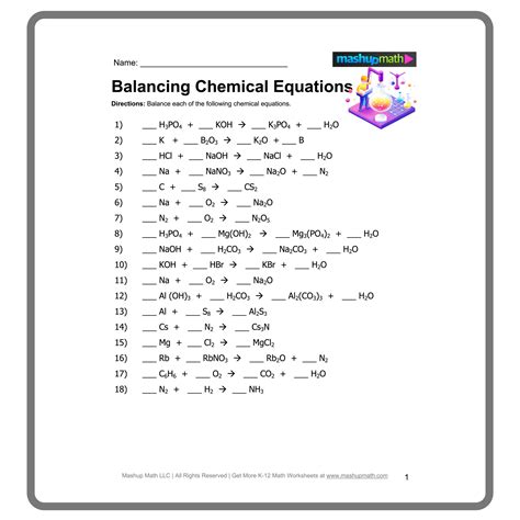 Toradh íomhá ar Balancing Equations Science