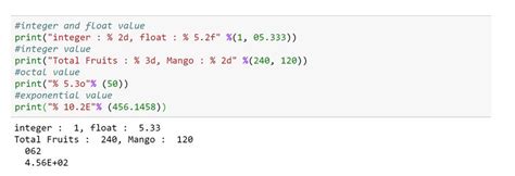 Format Output Python に対する画像結果