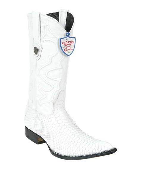Men’s Python White Boots Wild West Genuine Snakeskin 3x Toe Boots Handmade