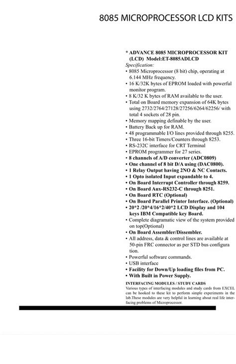 Microprocessor 8085 Kit Components-க்கான படிம முடிவு