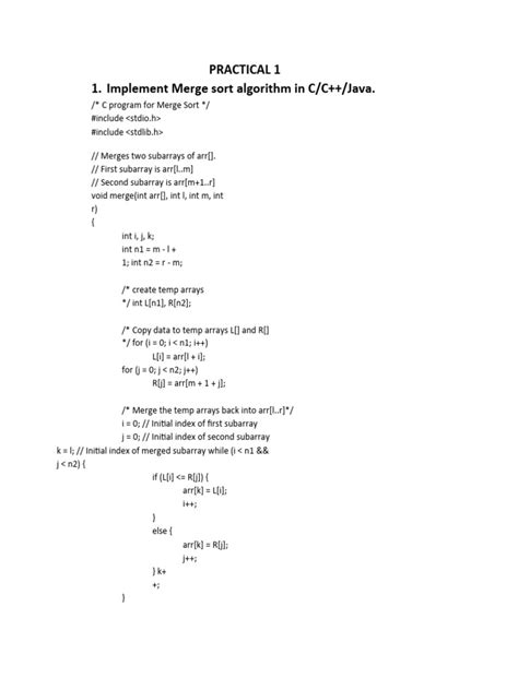 Image result for Merge Sort Program Code in C