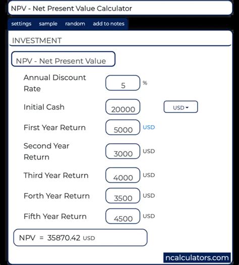 Image result for Net Present Value Calculator