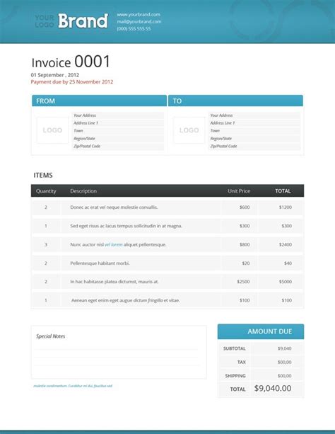 Image result for Email Invoice Template Free HTML