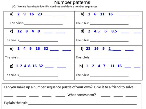 Toradh íomhá ar Number Sequence Patterns