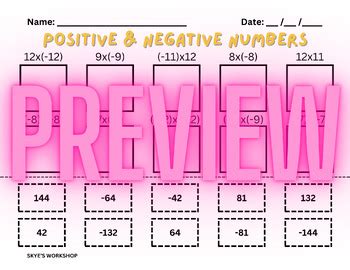 Image result for Cut and Paste Negative Numbers Worksheet