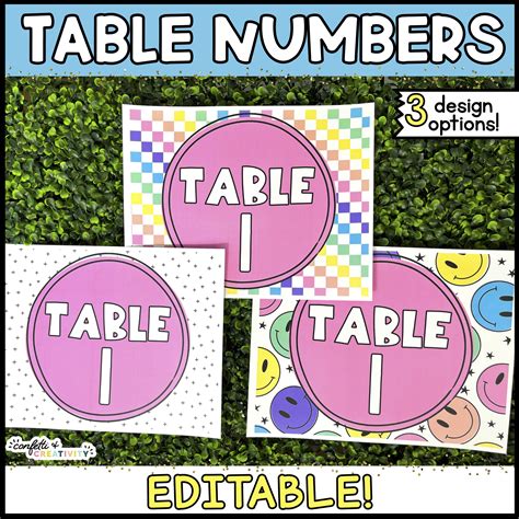 Image result for Example of Table with Numbers Only One
