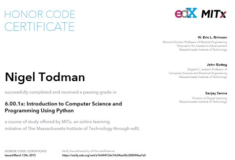 Image result for EDX Certificate Computer Science for Python Programming PDF
