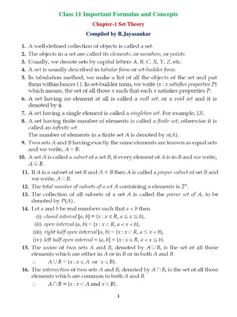 Image result for All Formulas for Set Class 11 ISC