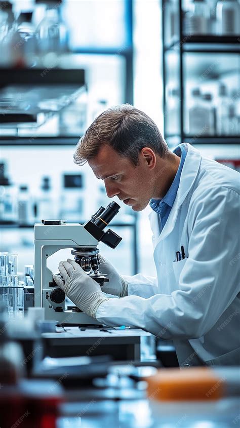 Toradh íomhá ar Medical Lab Doctor Microscope