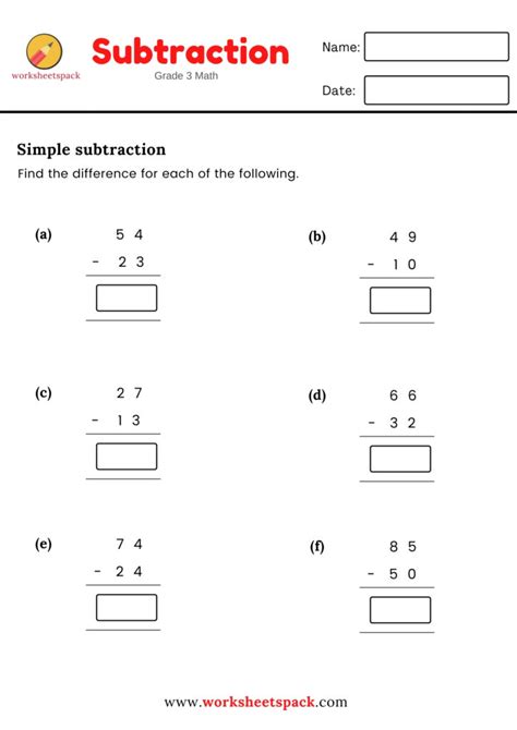 Image result for 3rd Grade Math Worksheets Subtraction