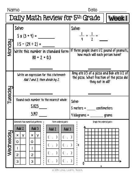 Afbeeldingsresultaten voor 5th Grade Math Morning Work