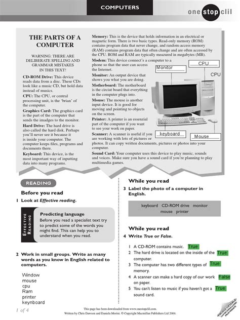 Image result for Desktop Computer Worksheet