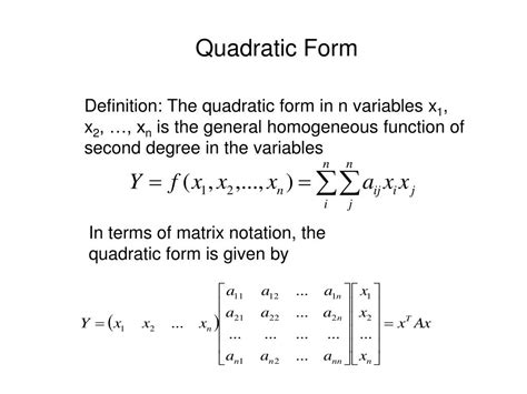 Image result for Example of Quadratic Form of Matrix