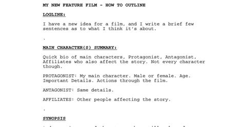 Image result for Film Outline Examples