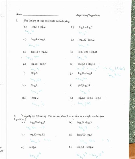 Image result for Logarithms Worksheet