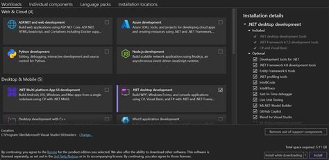 Image result for Visual Studio Install Workloads