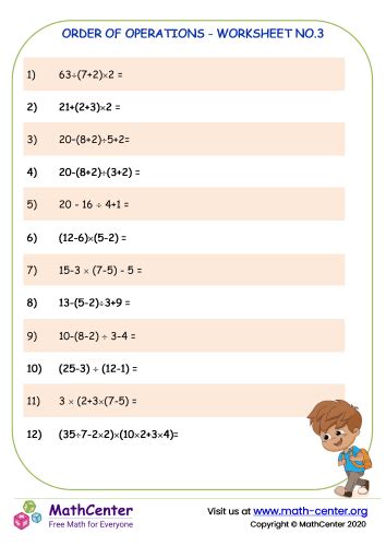 Image result for Order of Operations Multi-Step Worksheets