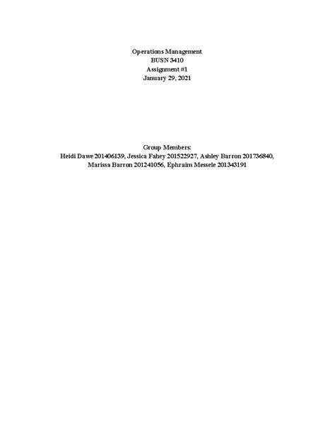 Image result for Operations Management Assignment 1