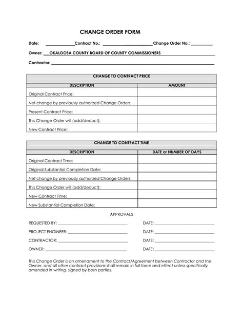 Image result for PDF Change Order Form