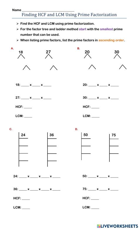 LCM Worksheets PDF Notes に対する画像結果