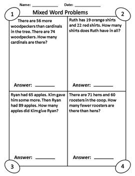 Image result for 2nd Grade Addition Word Problems