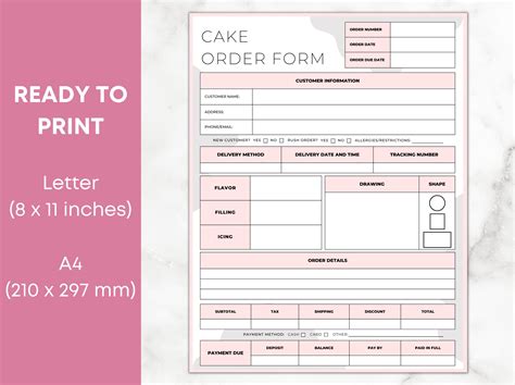 Image result for Home Bakery Cake Order Form