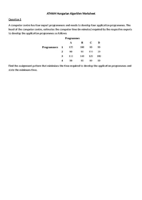 Image result for Hungarian Algorithm Worksheet
