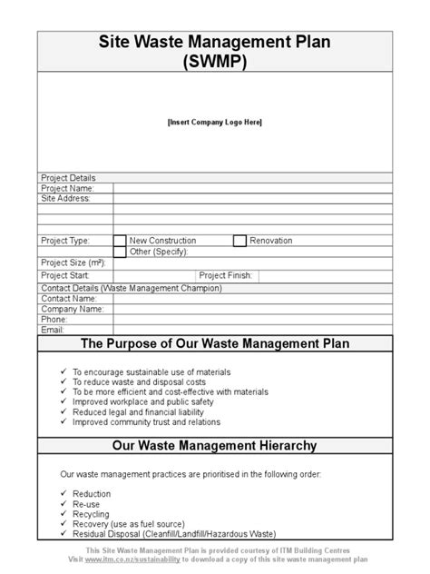 Toradh íomhá ar Hazardous Waste Management Plan Template