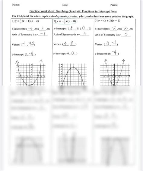 Image result for Writing Quadratic Functions Worksheet