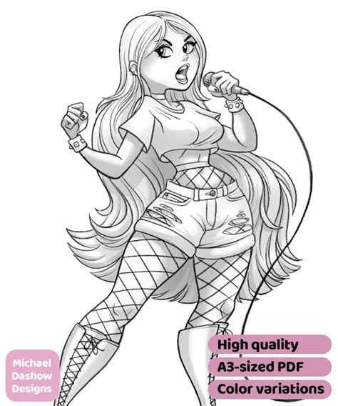 Image result for Coloring Pages Beautiful Singer