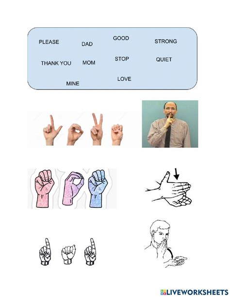 Sign Language Worksheets に対する画像結果