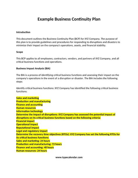 Image result for Business Continuity Plan Exercise Example