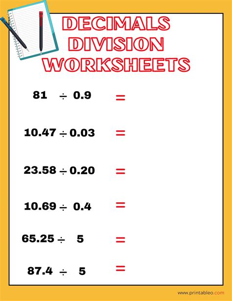 Math Decimal XS Whole Number Math Work Sheet に対する画像結果