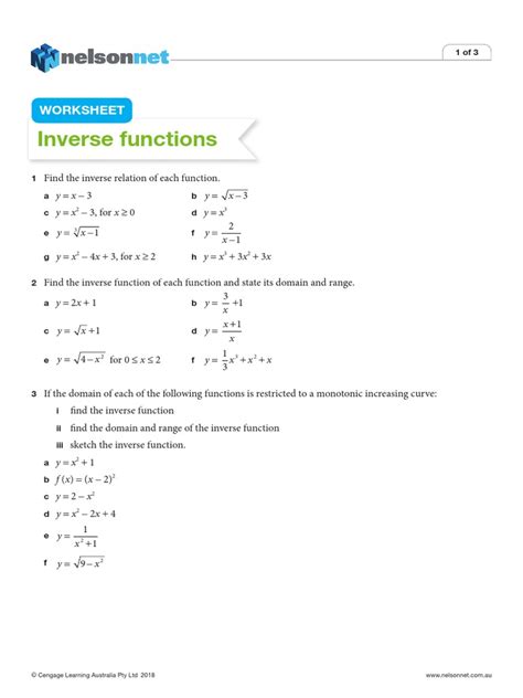 Image result for Inverse Function Math 3 Worksheet