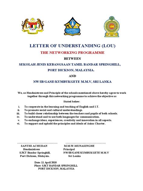 Image result for Letter of Understanding