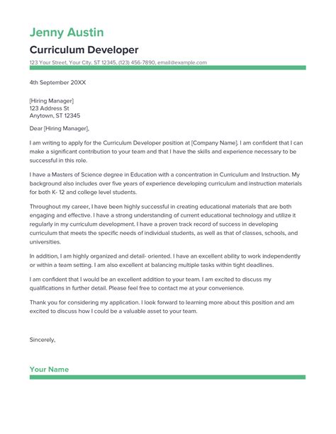 Image result for Curriculum Developer Cover Letter Examples