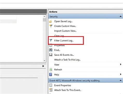 Toradh íomhá ar Configuring a Log Filter in Event Viewer