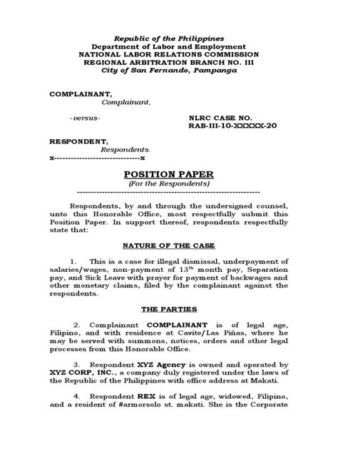 Image result for Position Paper Format Sample