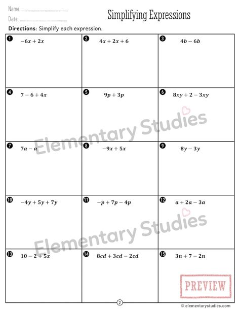 Image result for Algebra Simplify Worksheet Basic