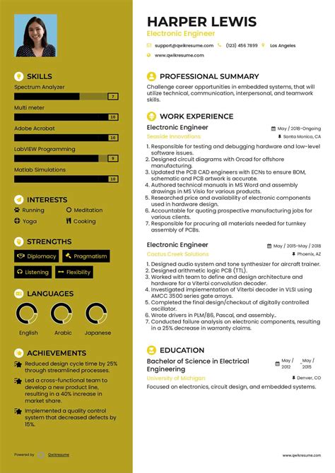 Toradh íomhá ar Electronics Engineer Resume Sample