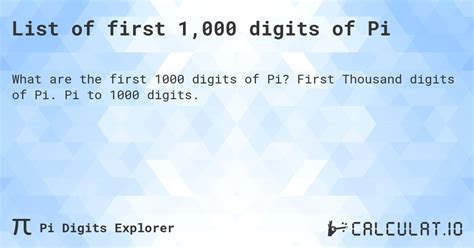 Image result for Pi First 1000 Digits